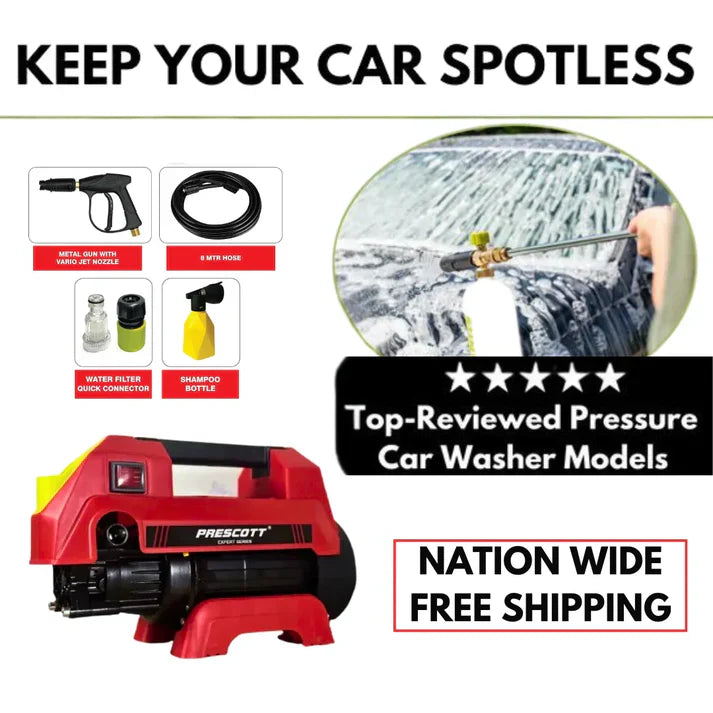 High Pressure Car Washer Prescott 170 Bar-Induction Motor 3000W-Car Care Bundle